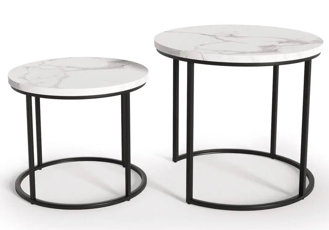 Set mese pentru reviste Halmar Oreo (White Marble/Black)