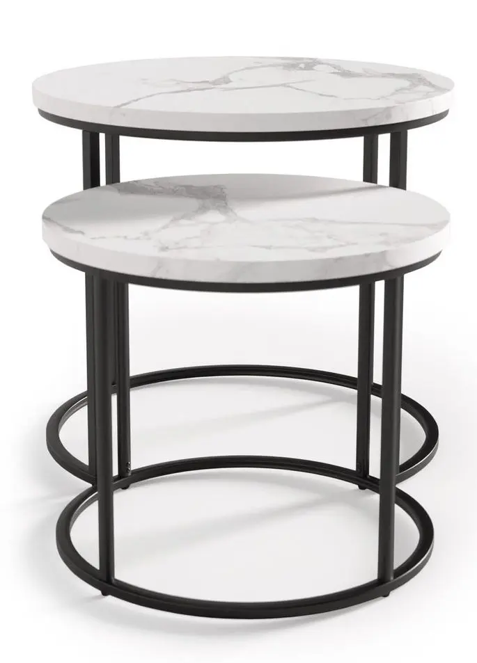 Set mese pentru reviste Halmar Oreo (White Marble/Black)