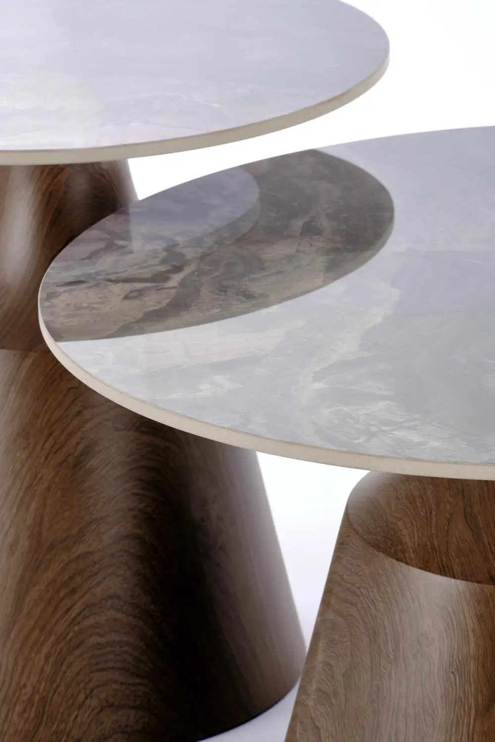 Комплект журнальных столиков Halmar Tower (Brown marble/Walnut) - 7