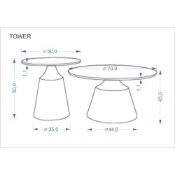 Комплект журнальных столиков Halmar Tower (Brown marble/Walnut) Thumb