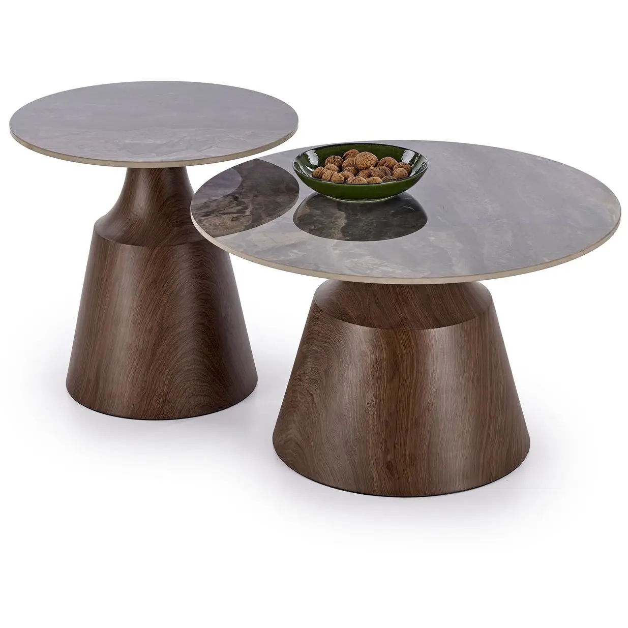 Комплект журнальных столиков Halmar Tower (Brown marble/Walnut) - 2