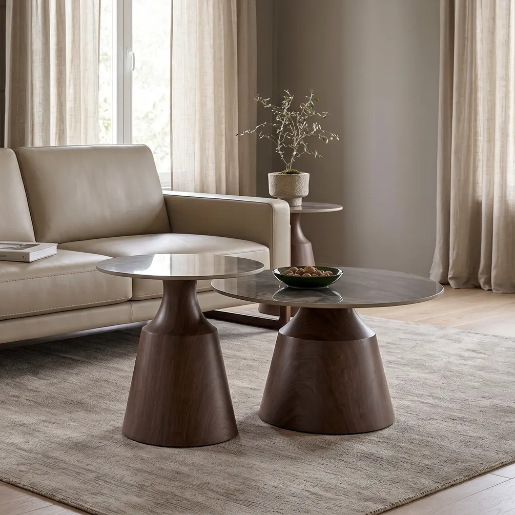 Комплект журнальных столиков Halmar Tower (Brown marble/Walnut)