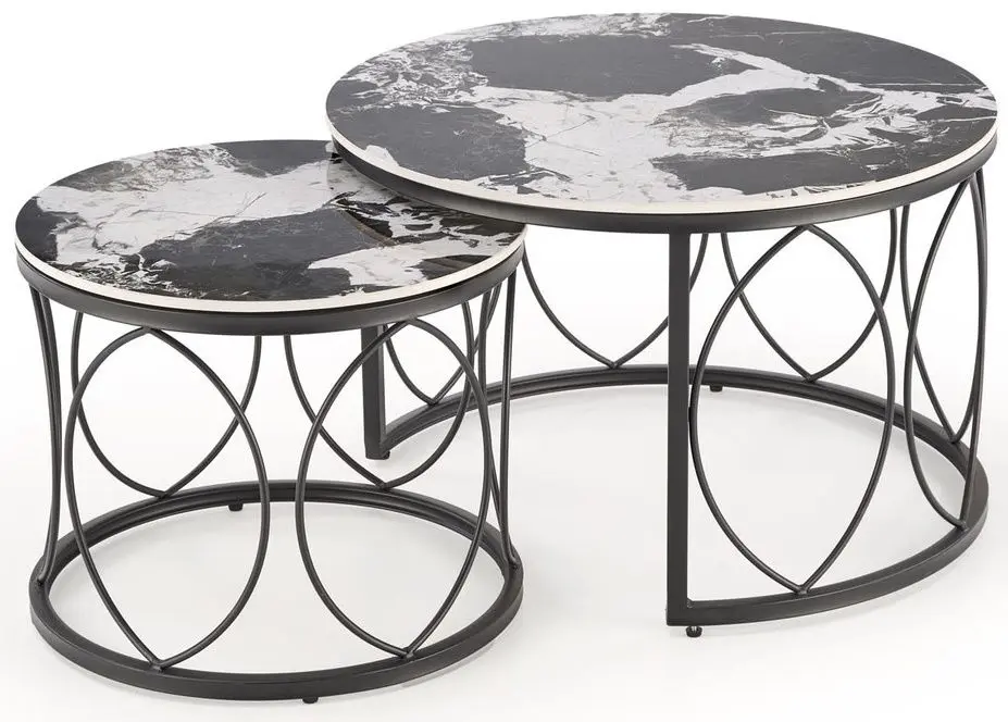 Set masute pentru reviste Halmar Alexandra (Black Marble/Black)