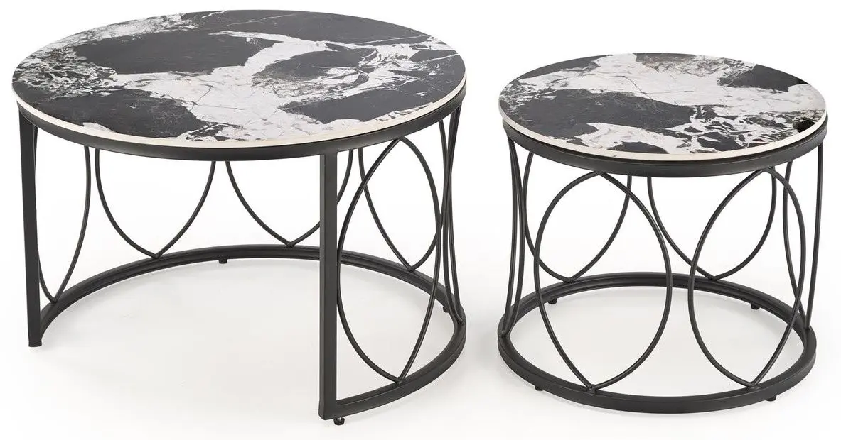 Set masute pentru reviste Halmar Alexandra (Black Marble/Black)