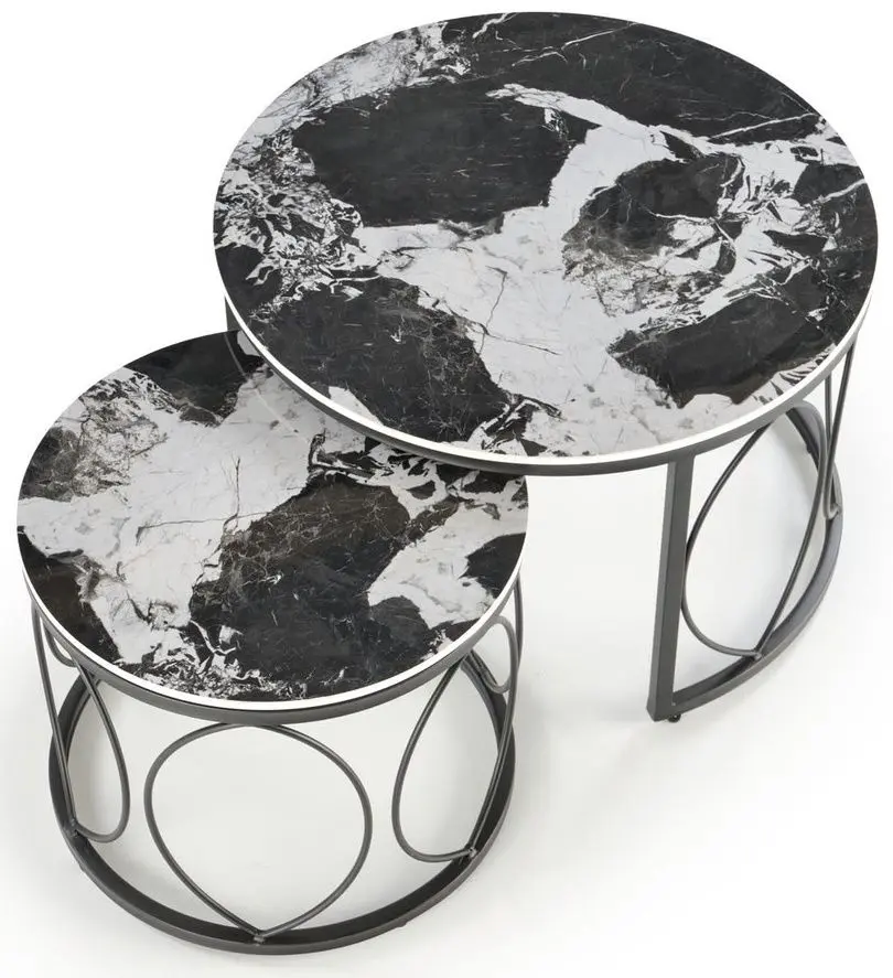 Set masute pentru reviste Halmar Alexandra (Black Marble/Black)