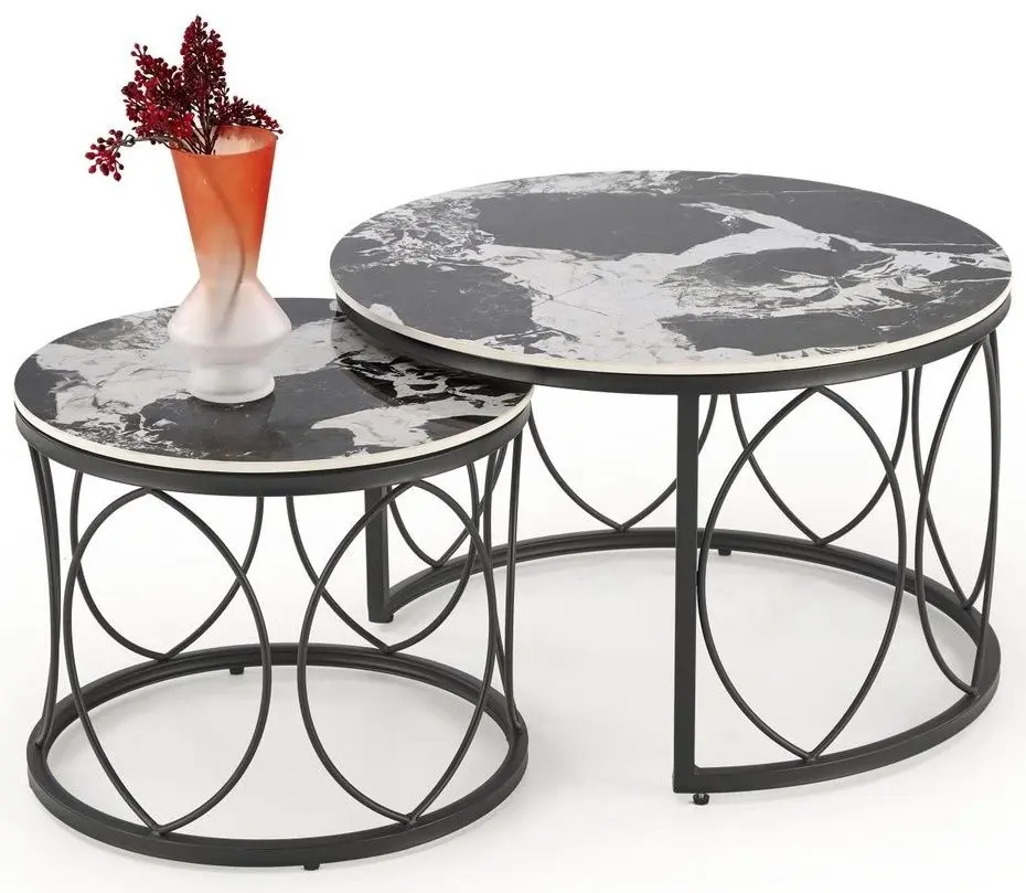 Set masute pentru reviste Halmar Alexandra (Black Marble/Black)