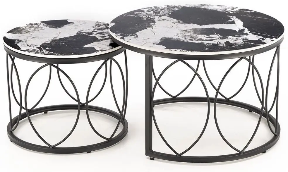 Set masute pentru reviste Halmar Alexandra (Black Marble/Black)