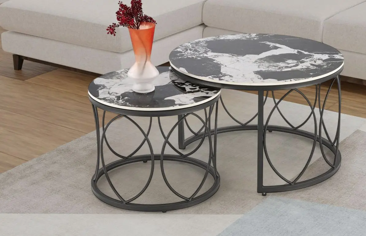 Set masute pentru reviste Halmar Alexandra (Black Marble/Black)