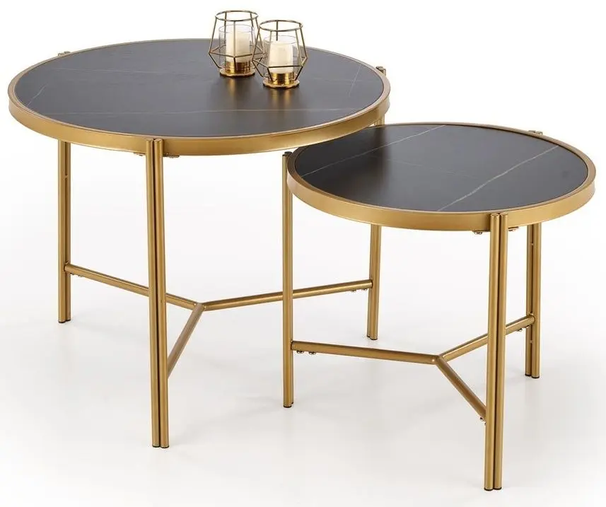 Set masute pentru reviste Halmar Fatima (Black Marble/Gold)