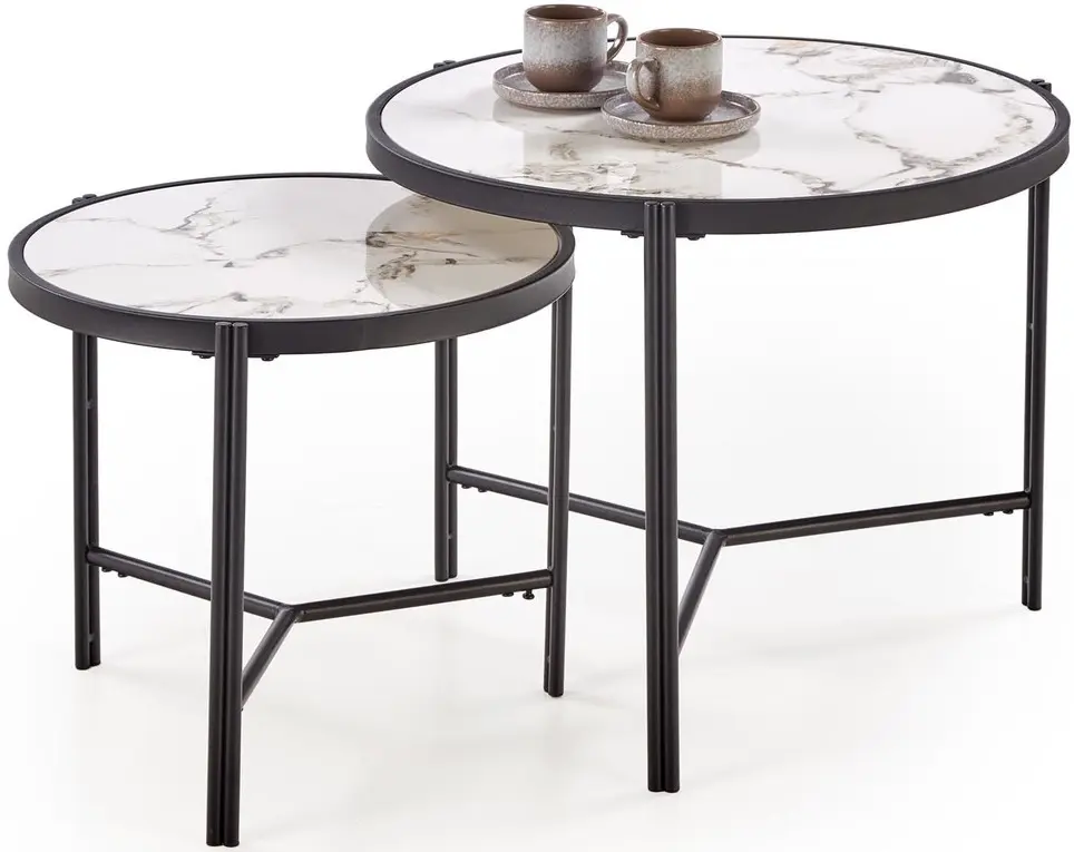 Набор журнальных столиков Halmar Fatima (White Marble/Black) - 2