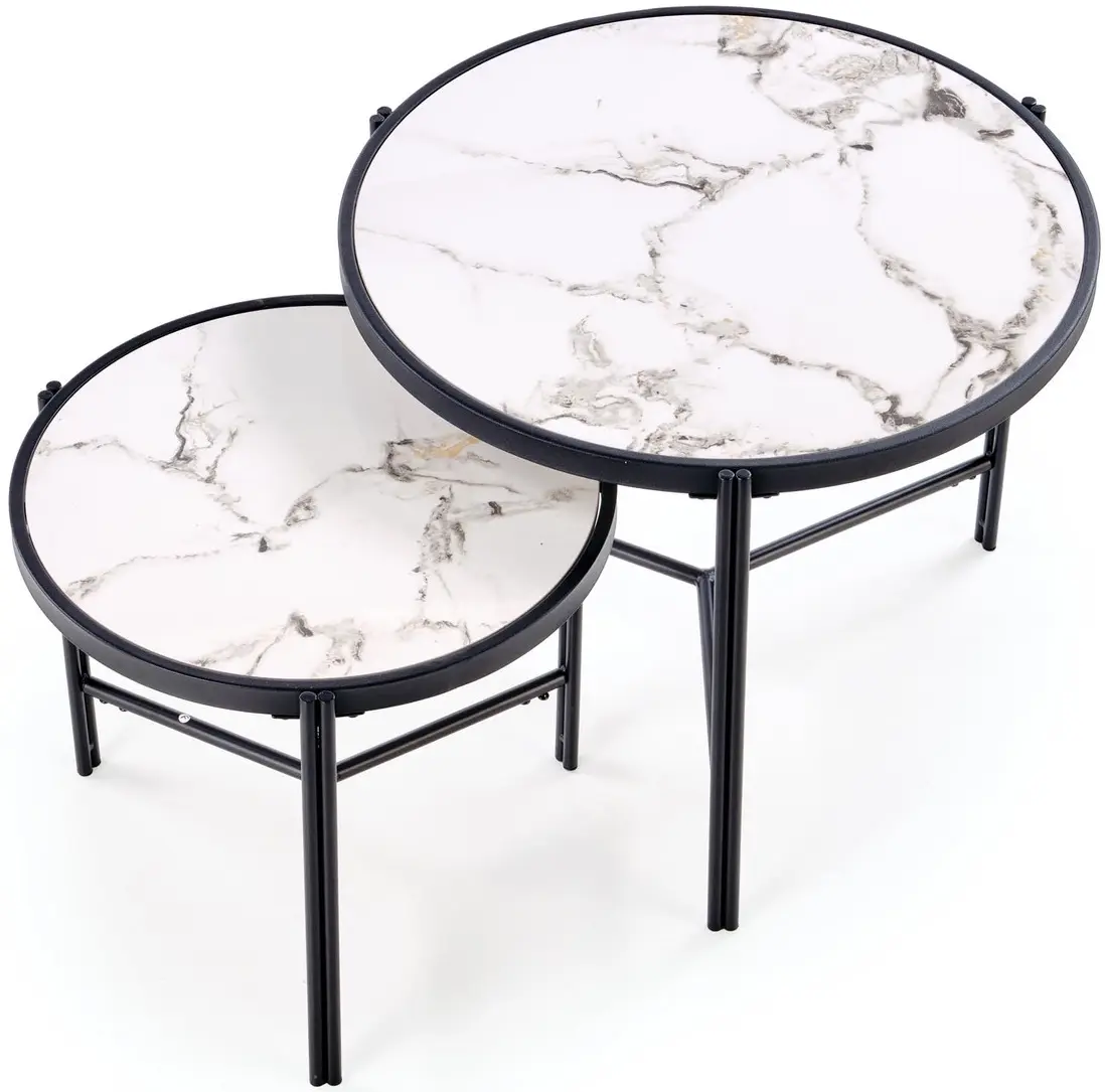 Набор журнальных столиков Halmar Fatima (White Marble/Black) - 3