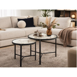 Набор журнальных столиков Halmar Fatima (White Marble/Black)