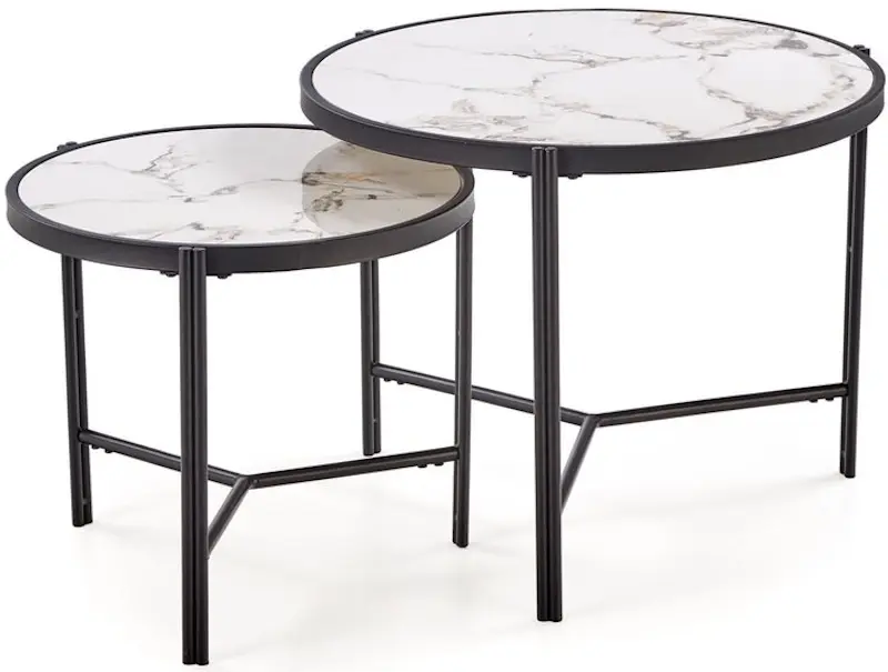 Набор журнальных столиков Halmar Fatima (White Marble/Black) - 4