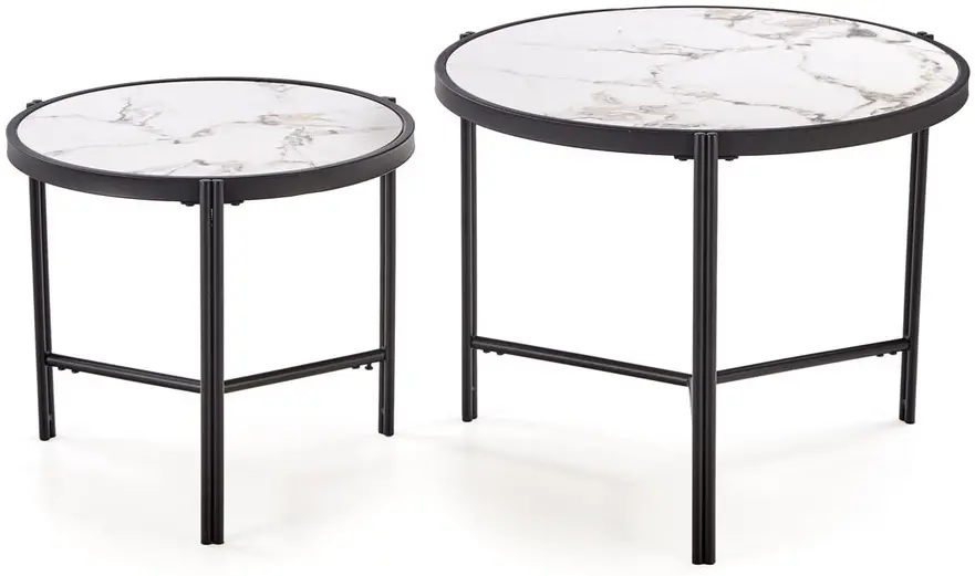 Набор журнальных столиков Halmar Fatima (White Marble/Black) - 7