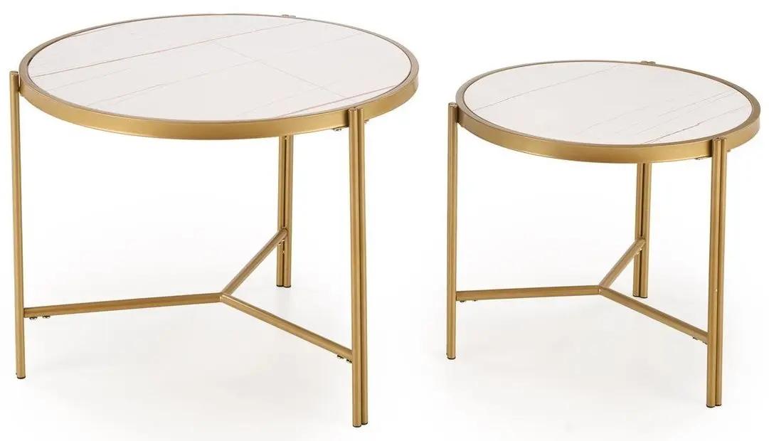 Set masute pentru reviste Halmar Fatima (White Marble/Gold)