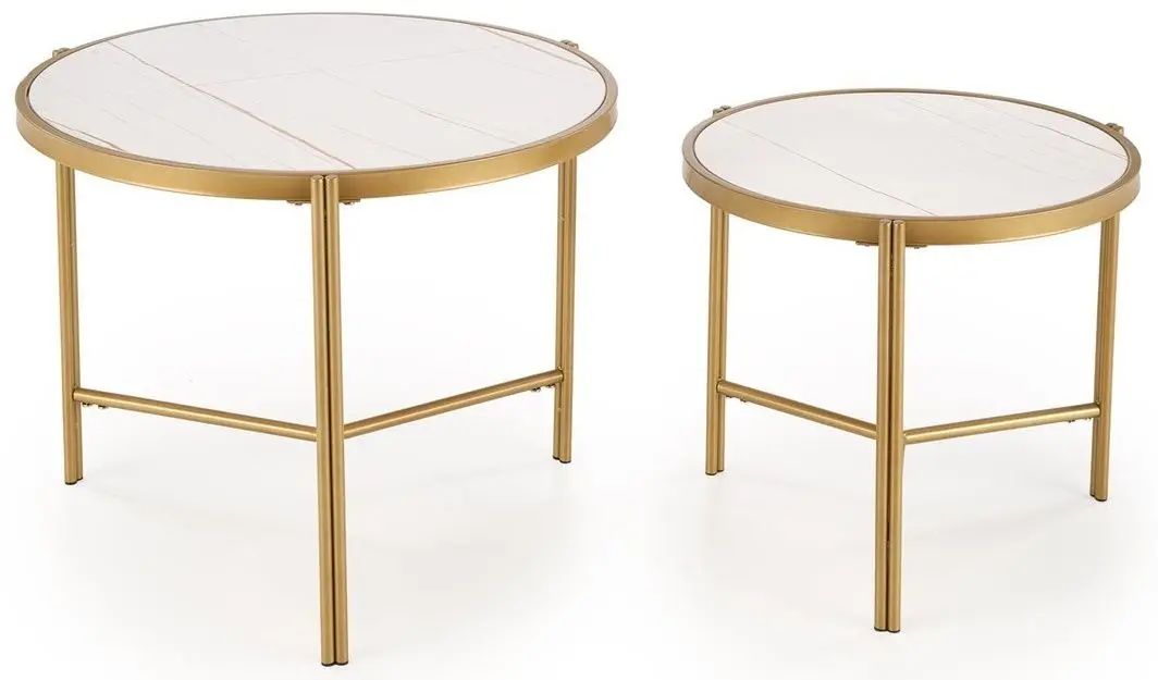 Set masute pentru reviste Halmar Fatima (White Marble/Gold)