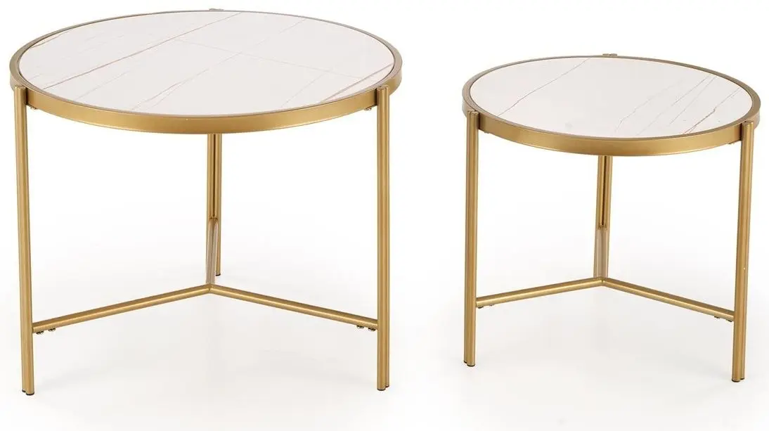 Set masute pentru reviste Halmar Fatima (White Marble/Gold)