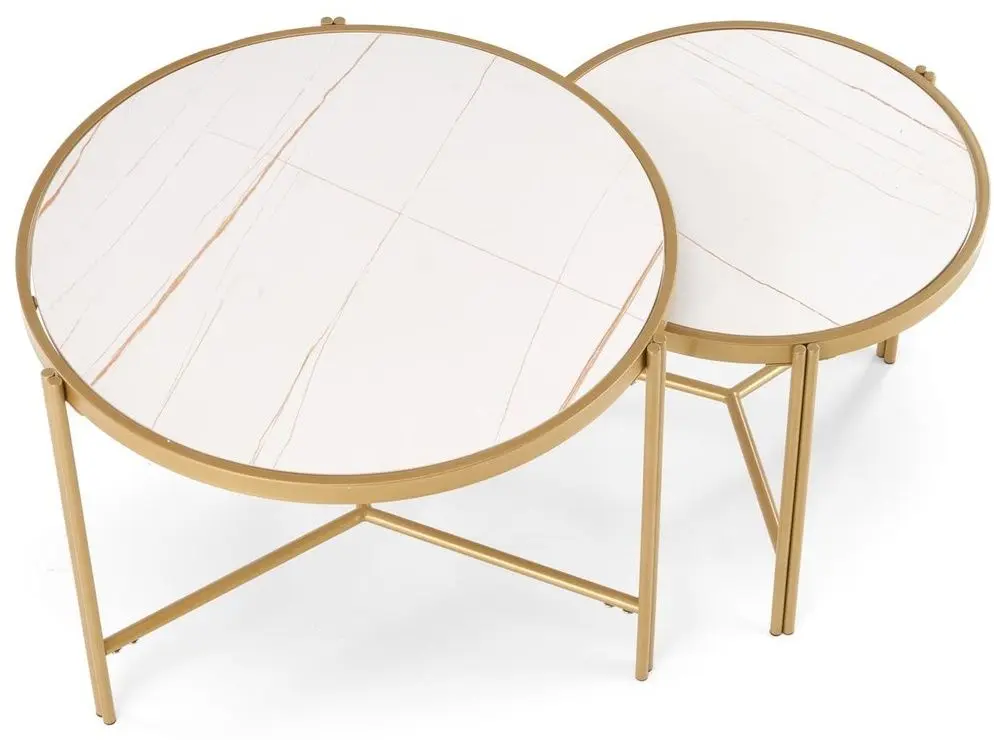 Set masute pentru reviste Halmar Fatima (White Marble/Gold)
