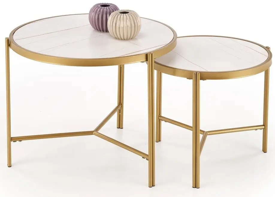 Set masute pentru reviste Halmar Fatima (White Marble/Gold)