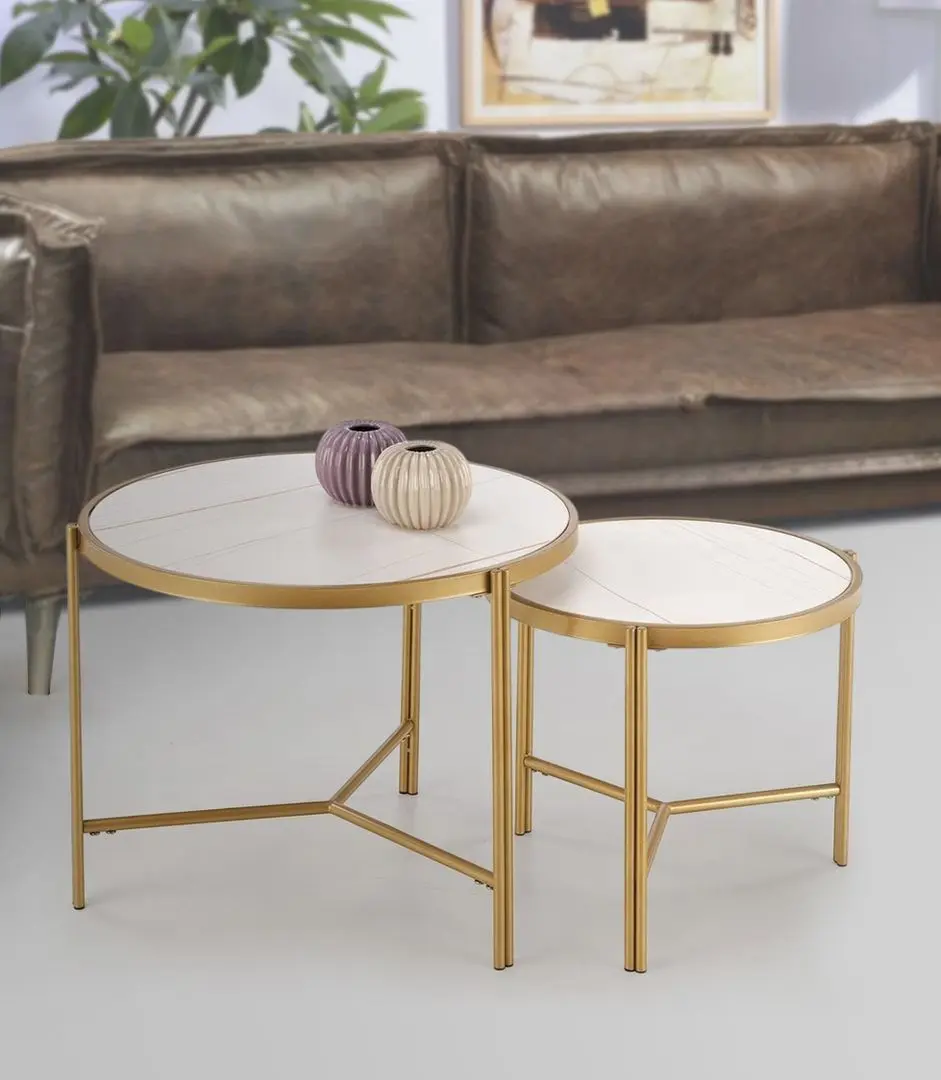 Set masute pentru reviste Halmar Fatima (White Marble/Gold)