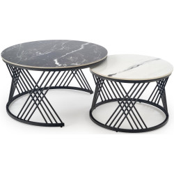 Set mese pentru reviste Halmar Flamingo 2pcs (Black Marble/White Marble/Black) Thumb