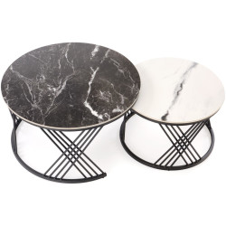 Set mese pentru reviste Halmar Flamingo 2pcs (Black Marble/White Marble/Black) Thumb
