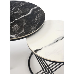 Set mese pentru reviste Halmar Flamingo 2pcs (Black Marble/White Marble/Black) Thumb