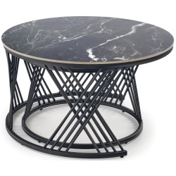 Set mese pentru reviste Halmar Flamingo 2pcs (Black Marble/White Marble/Black) Thumb