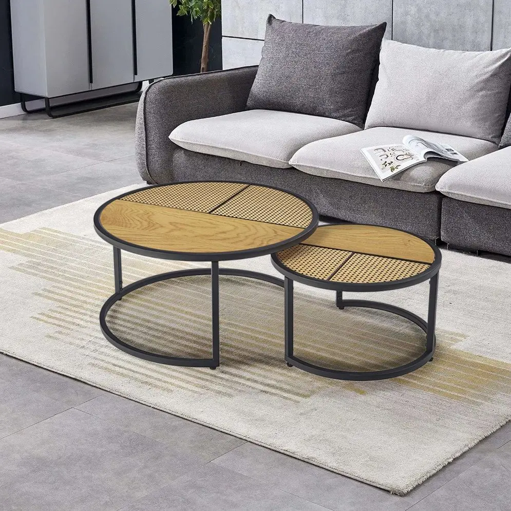 Set masute pentru reviste Halmar Garmina (Golden Oak/Black)