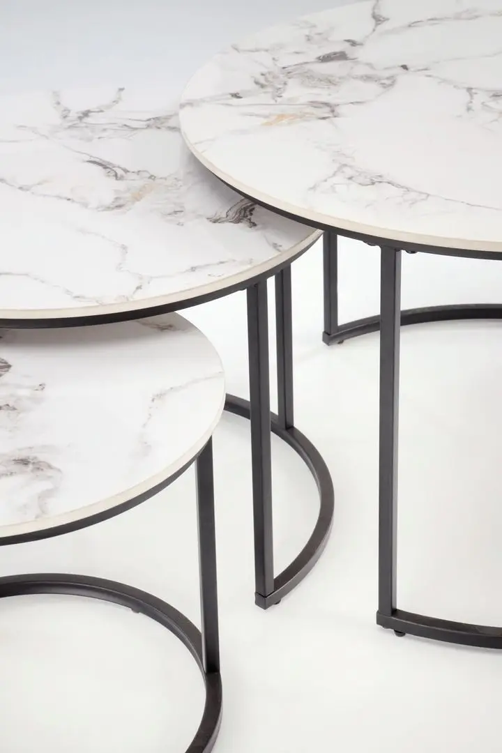Set masute pentru reviste Halmar Gilda (White Marble/Black)