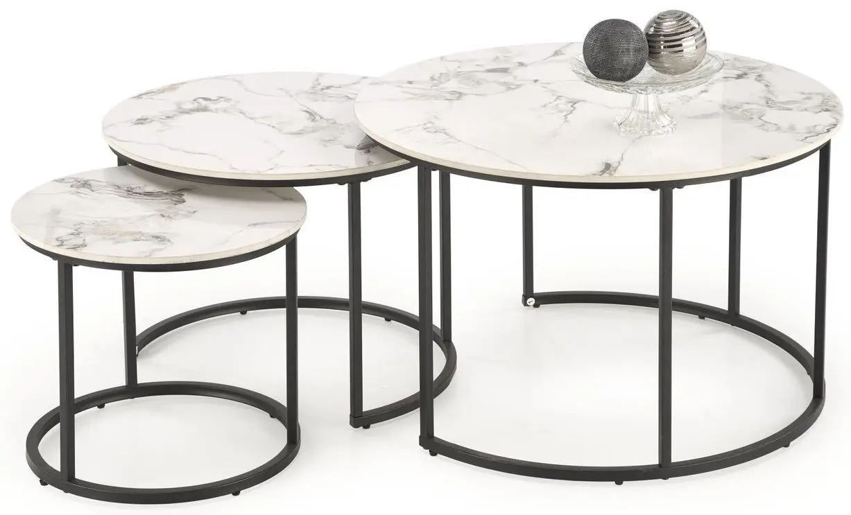 Set masute pentru reviste Halmar Gilda (White Marble/Black)