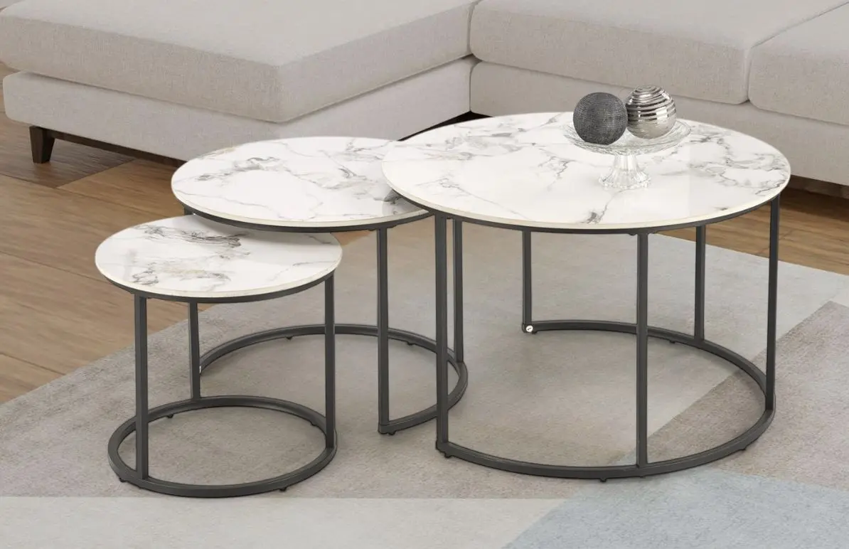 Set masute pentru reviste Halmar Gilda (White Marble/Black)