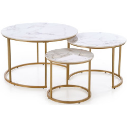 Набор журнальных столиков Halmar Gilda (White Marble/Gold) Thumb
