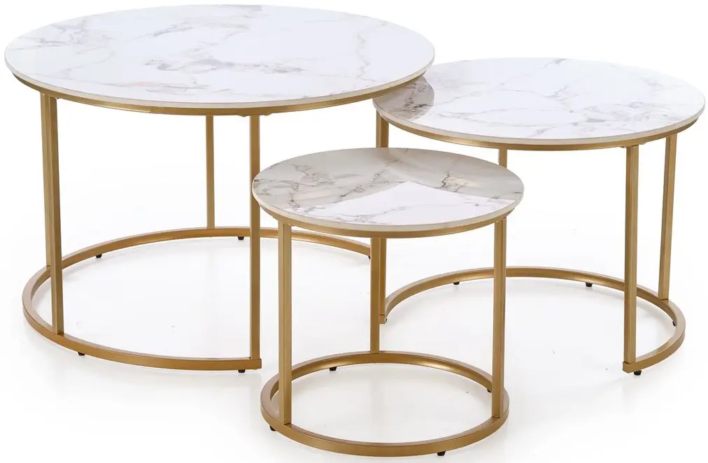 Набор журнальных столиков Halmar Gilda (White Marble/Gold) - 2