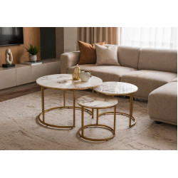 Набор журнальных столиков Halmar Gilda (White Marble/Gold)
