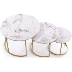 Набор журнальных столиков Halmar Gilda (White Marble/Gold) Thumb