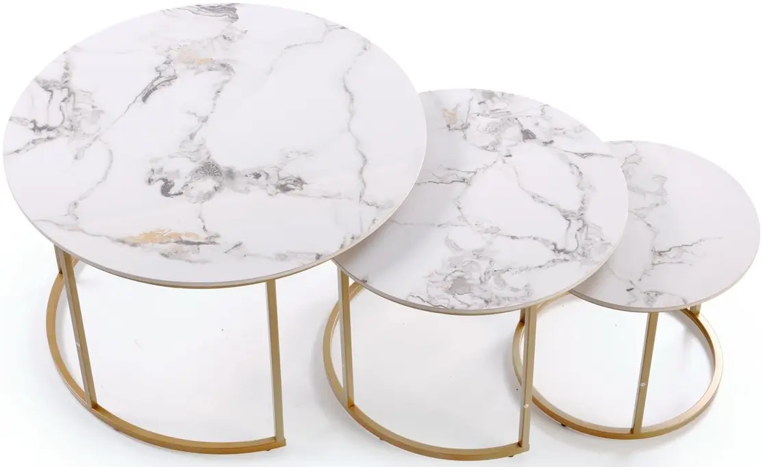 Набор журнальных столиков Halmar Gilda (White Marble/Gold) - 4