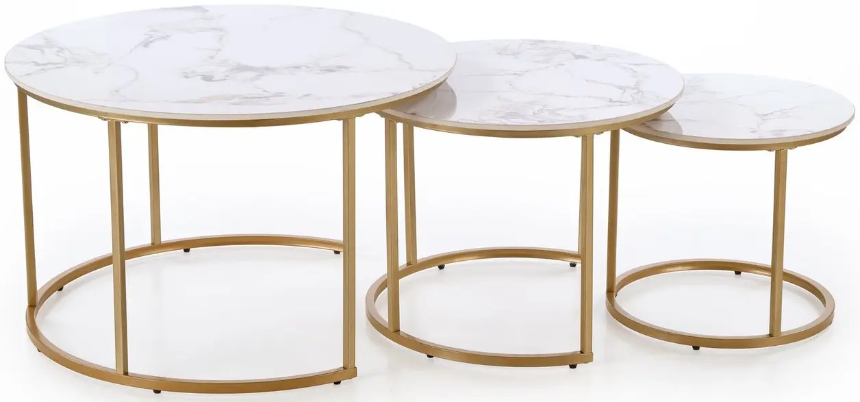 Набор журнальных столиков Halmar Gilda (White Marble/Gold) - 5