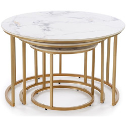 Набор журнальных столиков Halmar Gilda (White Marble/Gold) Thumb