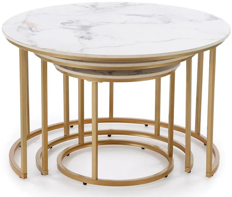 Набор журнальных столиков Halmar Gilda (White Marble/Gold) - 6