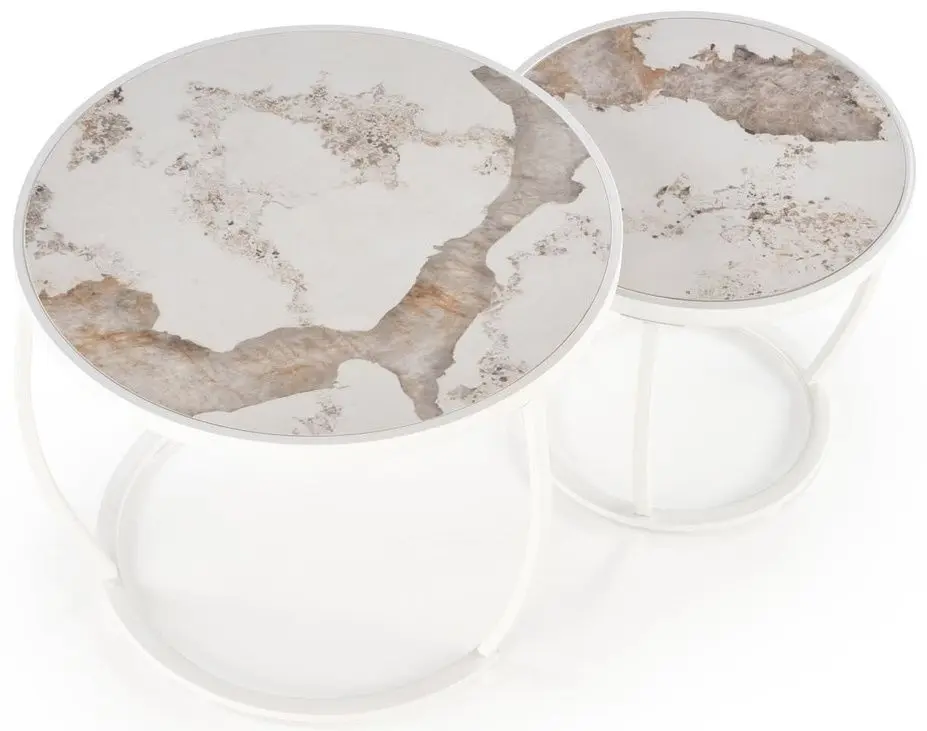 Set masute pentru reviste Halmar Ines (Beige Marble/White)