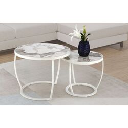 Set masute pentru reviste Halmar Ines (Beige Marble/White)