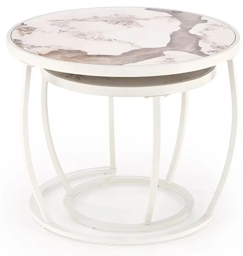 Set masute pentru reviste Halmar Ines (Beige Marble/White)