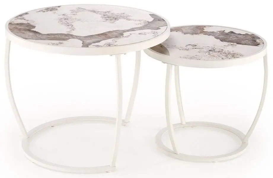 Set masute pentru reviste Halmar Ines (Beige Marble/White)
