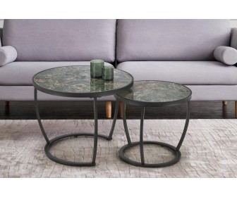 Set masute pentru reviste Halmar Ines (Green Marble/Black)