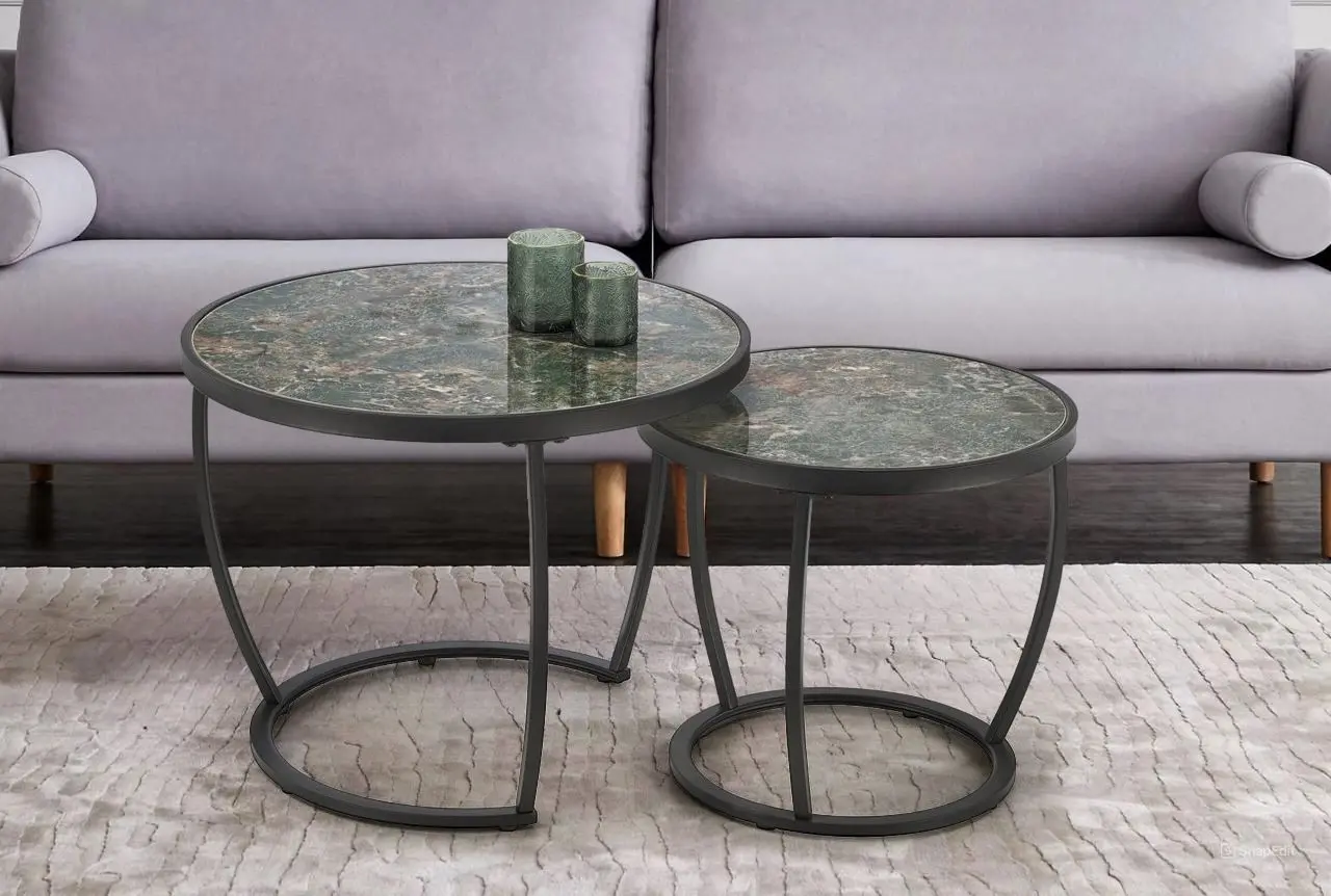 Set masute pentru reviste Halmar Ines (Green Marble/Black)