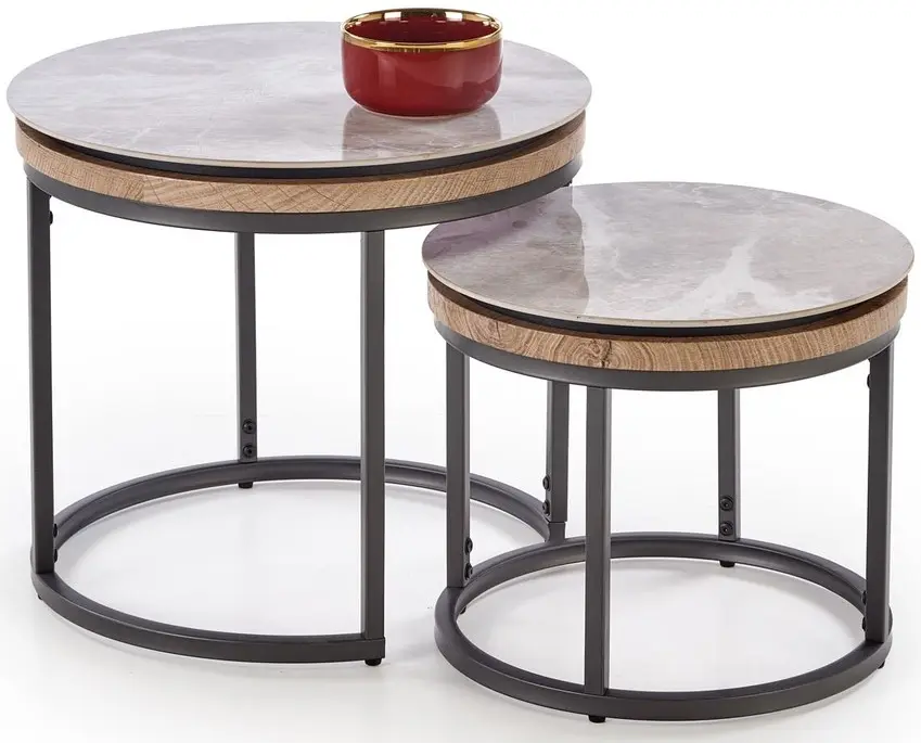 Набор журнальных столиков Halmar Itaka 2 (Grey Marble/Graphite) - 2