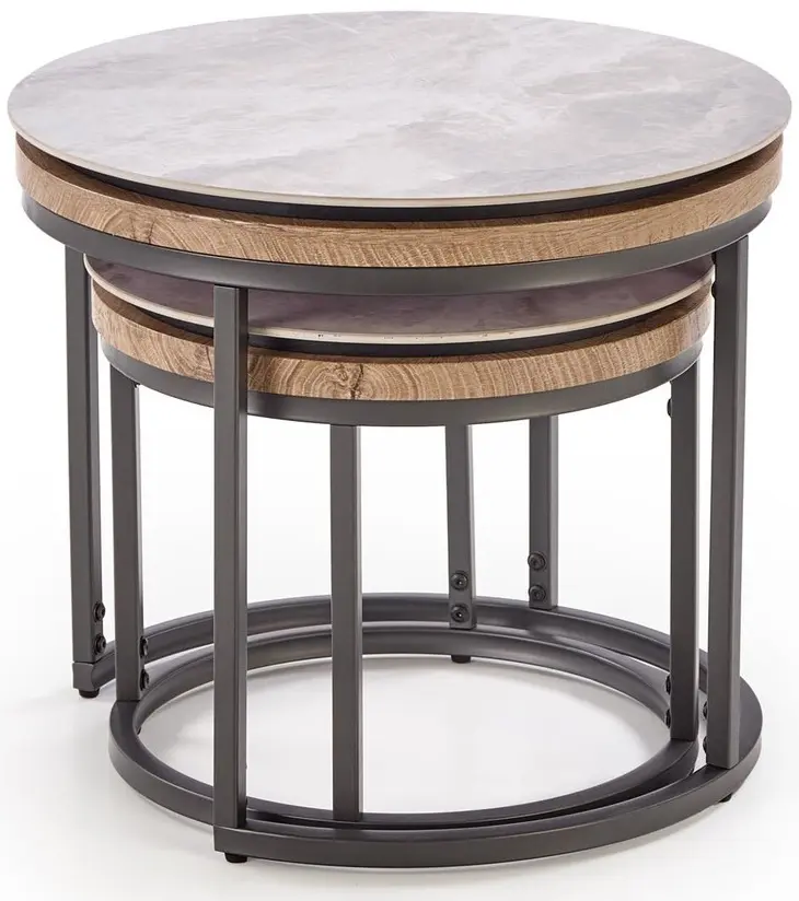 Набор журнальных столиков Halmar Itaka 2 (Grey Marble/Graphite) - 4