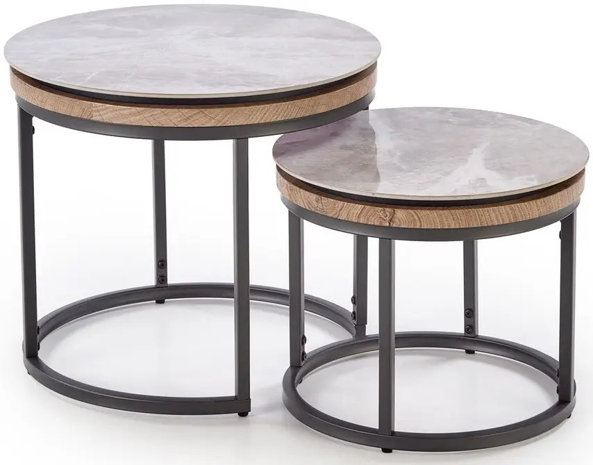 Набор журнальных столиков Halmar Itaka 2 (Grey Marble/Graphite) - 5