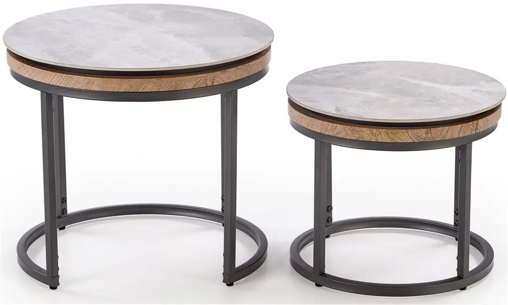 Набор журнальных столиков Halmar Itaka 2 (Grey Marble/Graphite) - 6